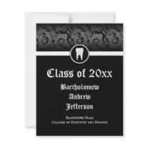 Black and White Dental School Graduation Dentistry Invitations