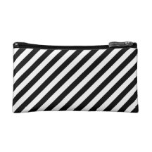 Black and White Diagonal Stripes. Makeup Bag