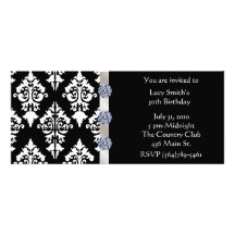 Black and White Diamond Birthday Invitation
