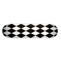 Black and White Diamond Harlequin Pattern Skateboard Decks