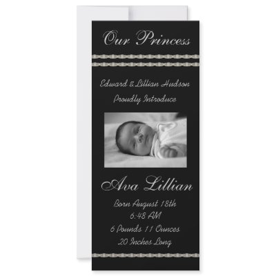 Black and White Diamonds Baby Birth Annoucements Custom Invites by decembermorning