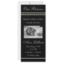 Black and White Diamonds Baby Birth Annoucements Custom Invites