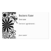 Black And White Dotted Flowers Appointment Card Business Cards