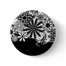 Black And White Dotted Flowers Button