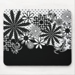 Black And White Dotted Flowers Mousepad