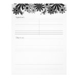 Black And White Dotted Flowers Recipe Letterhead