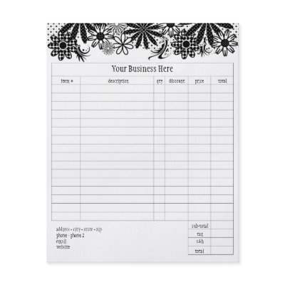 Black And White Dotted Flowers Small Order Form by Pen_And_Ink