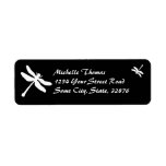 Black and White Dragonfly Wedding Return Address Labels