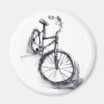 Black and White Drawing Of Bike Refrigerator Magnet