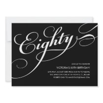 Black and White Elegant 80th Birthday Invitations