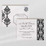 Black and White Elegant Damask Save the Date Post Cards