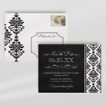 Black and White Elegant Damask Save the Date Post Cards