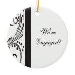 Black and White Engagement Round Ornament