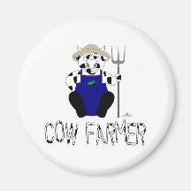 Black And White Farmer Cow Black White Cow Farmer Refrigerator Magnet