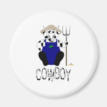 Black And White Farmer Cow Black White Cowboy Fridge Magnets