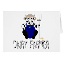 Black And White Farmer Cow Black White Dairy Farme Greeting Card