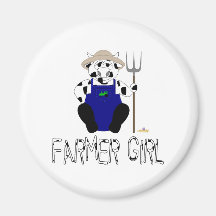 Black And White Farmer Cow Black White Farmer Girl Refrigerator Magnets