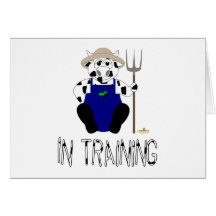 Black And White Farmer Cow Black White In Training Greeting Cards