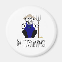 Black And White Farmer Cow Black White In Training Magnets