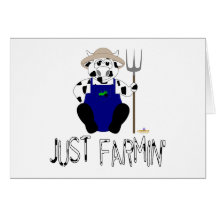 Black And White Farmer Cow Black White Just Farmin Greeting Cards