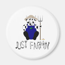 Black And White Farmer Cow Black White Just Farmin Fridge Magnets