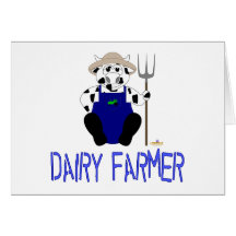 Black And White Farmer Cow Blue Dairy Farmer Cards