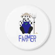 Black And White Farmer Cow Blue Farmer Refrigerator Magnet