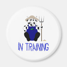 Black And White Farmer Cow Blue In Training Magnets