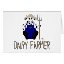 Black And White Farmer Cow Brown Dairy Farmer Card