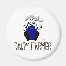 Black And White Farmer Cow Brown Dairy Farmer Magnets