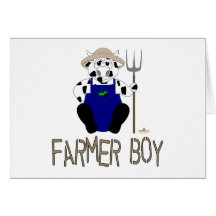 Black And White Farmer Cow Brown Farmer Boy Cards