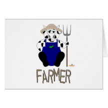 Black And White Farmer Cow Brown Farmer Greeting Card