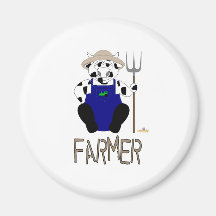 Black And White Farmer Cow Brown Farmer Refrigerator Magnets