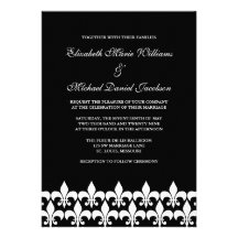 Black and White Fleur de Lis Wedding Invitation