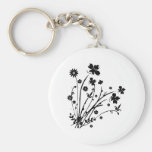 Black and White Floral Burst Key Chain