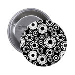 Black and white floral Button