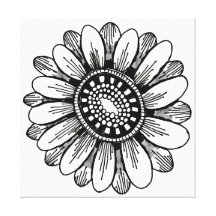 black and white floral canvas print - retro