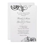 Black and White Floral Chic Wedding Invitation