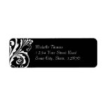 Black and White Floral Chic Wedding Return Address Label
