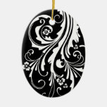 Black and White Floral Chic Wedding Christmas Tree Ornaments