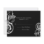 Black and White Floral Chic Wedding RSVP Personalized Announcement