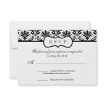 Black and White Floral Damask Response Card
