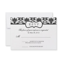 Black and White Floral Damask Response Card