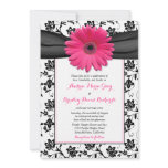 Black and White Floral Damask Wedding Invitation