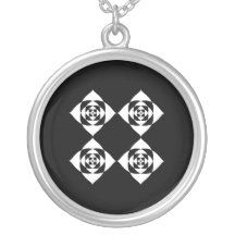 Black and White Floral Design. Custom Necklace