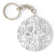 Black and white floral Keychain