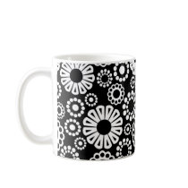 Black and white floral Mug