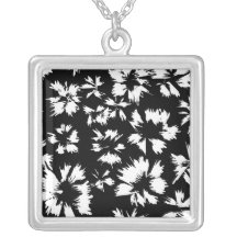 Black and white floral pattern. Funky. Necklace