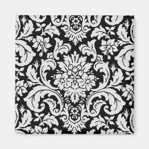 Black and White Floral Refrigerator Magnets