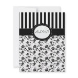 Black and White Floral Stripe R.S.V.P. Card Custom Invitations